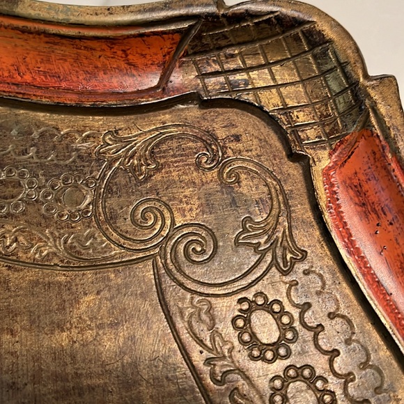 Vintage Handmade Painted Florentine Serving Tray - Picture 4 of 6